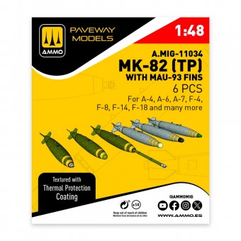 AMMO A.MIG-11034 MK-82 with thermal protection and MAU-93 fin (6 pcs) 1:48