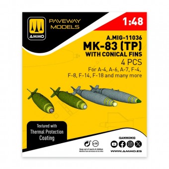 AMMO A.MIG-11036 MK-83 with thermal protection and conical fin (4 pcs) 1:48