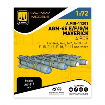 AMMO A.MIG-11201 AGM-65E/F/G/H Maverick (4 pcs) 1:72