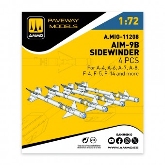 AMMO A.MIG-11208 AIM-9B Sidewinder (4 pcs) 1:72