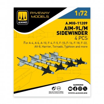 AMMO A.MIG-11209 AIM-9L/M Sidewinder (4 pcs) 1:72