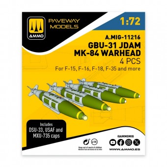 AMMO A.MIG-11216 GBU-31 JDAM MK-84 Warhead (4 pcs) 1:72