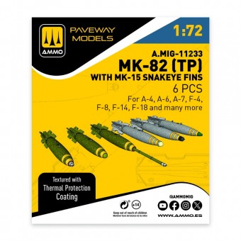 AMMO A.MIG-11233 MK-82 with thermal protection and MK-15 Snakeye fin (6 pcs) 1:72