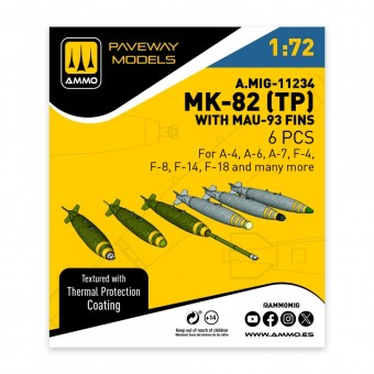 AMMO A.MIG-11234 MK-82 with thermal protection and MAU-93 fin (6 pcs) 1:72