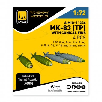 AMMO A.MIG-11236 MK-83 with thermal protection and conical fin (4 pcs) 1:72