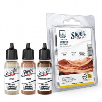 AMMO A.MIG-7336 Matt SHADER Set Browns