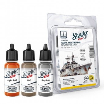 AMMO A.MIG-7338 Matt SHADER Set Naval Weathering