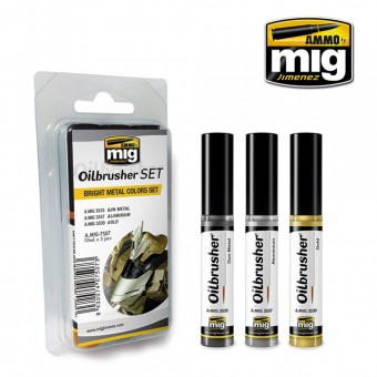 AMMO A.MIG-7507 Bright Metal Colors OILBRUSHER SET