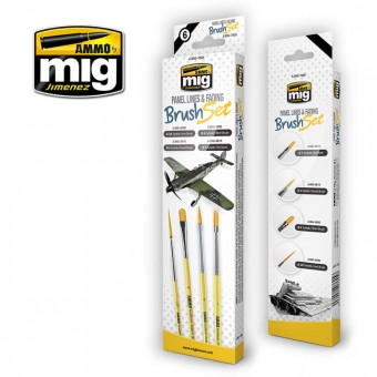 AMMO A.MIG-7605 Panel Lines and Fading Brush Set