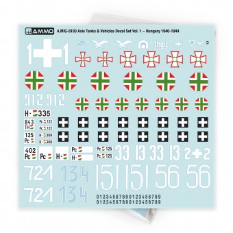 AMMO A.MIG-8193 Axis Tanks & Vehicles Decal Set Vol. 1 - Hungary 1940-1944