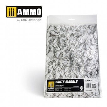 AMMO A.MIG-8772 White Marble. Round Die-cut for Bases for Wargames - 2 pcs