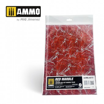 AMMO A.MIG-8777 Red Marble. Square Die-cut Marble Tiles - 2 pcs
