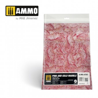 AMMO A.MIG-8787 Pink and Gold Marble. Round Die-cut for Bases for Wargames - 2 pcs