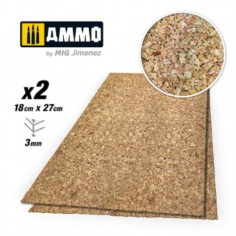 AMMO A.MIG-8843 CREATE CORK Thick Grain (3mm) - 2 pcs.