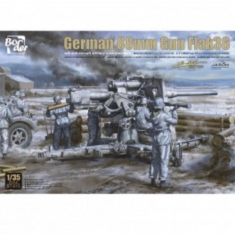 Border Model BT-013 German 88mm Gun Flak 36 w/ 6 Crew Members 1:35