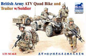Bronco Models CB35207 British Army ATV Quad Bike and Trailer w/Soldier 1:35