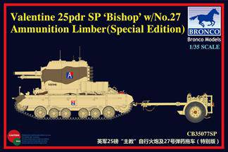 Bronco Models CB35077SP Valentine SPG Bishop w/No.27 Limber 1:35