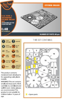 Clear Prop CPA48023 I-16 type 5 EXTERIOR PE parts for CP kits 1:48