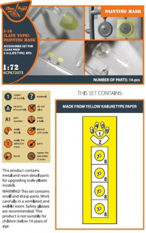 Clear Prop CPA72075 I-16 (late version) painting mask for CP kit 1:72