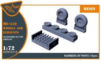 Clear Prop CPA72113 Me-410 B-1/U2/U4/R4 wheel set and exhausts for Airfix kit 1:72