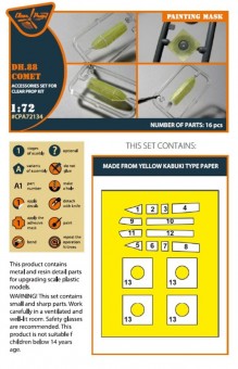 Clear Prop CPA72134 DH.88 Comet painting mask for CP kits 1:72