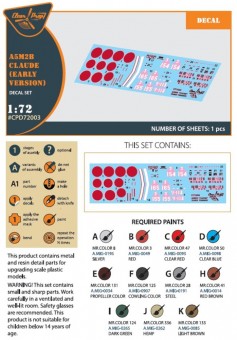 Clear Prop CPD72003 A5M2b Claude (early version) decal set for CP kit CP72006 1:72