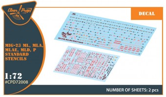 Clear Prop CPD72008 MiG-23ML, MLA, MLD, P, MLAE standard stencils for CP kits and other 1:72