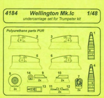 CMK 129-4184 Wellington Mk.Ic Undercarriage Set Resin Detail Set for Trumpeter 1:48