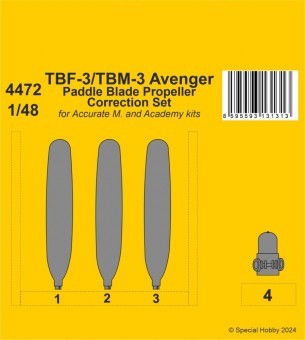 CMK 129-4472 TBF-3/TBM-3 Avenger Paddle Blade Propeller Correction Set for Accurate/Academy kits 1:48