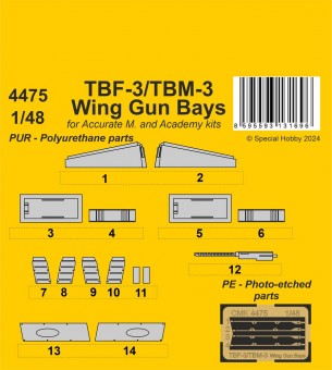 CMK 129-4475 TBF-3/TBM-3 Wing Gun Bays 1/48 / for Accurate/Academy kits 1:48
