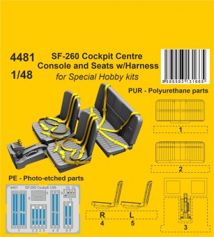 CMK 129-4481 SF-260 Cockpit Centre Console and Seats w/Harness / for SH kits 1:48