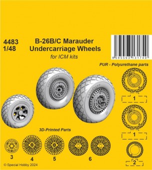 CMK 129-4483 B-26B/C Marauder Undercarriage Wheels / for ICM kit 1:48