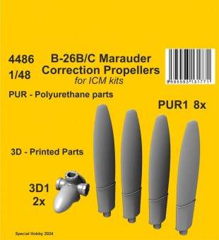 CMK 129-4486 B-26B/C Marauder Correction Propellers / for ICM kit 1:48