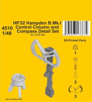 CMK 129-4510 HP.52 Hampden B.Mk.I - Control Column and Compass Detail Set for ICM 1:48
