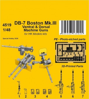 CMK 129-4519 DB-7 Boston Mk.III Ventral & Dorsal Machine Guns for HK Models 1:48