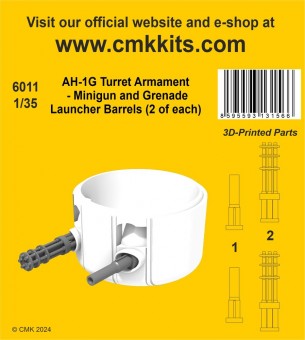 CMK 129-6011 AH-1G Turret Armament - Minigun and Grenade Launcher Barrels (2 of each) 1:35