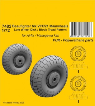 CMK 129-7482 Beaufighter Mk.VI/X/21 Mainwheels - Late Wheel Disk Block Tread Pattern 1:72