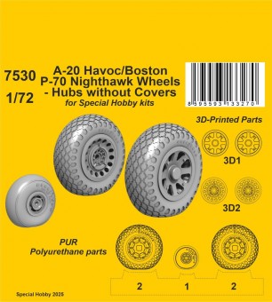 CMK 129-7530 A-20 Havoc/Boston/ P-70 Nighthawk Wheels/ Hubs without Covers for Special Hobby 1:72