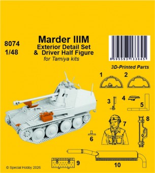 CMK 129-8074 Marder IIIM Exterior Detail Set & Driver Half Figure for Tamiya 1:48