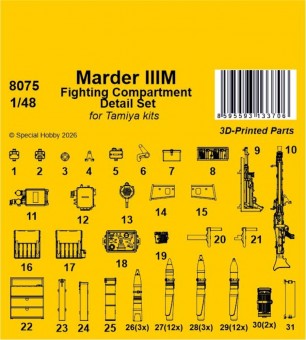 CMK 129-8075 Marder IIIM Fighting Compartment Detail Set for Tamiya 1:48