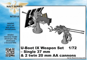 CMK 129-N72018 U-Boot IX Weapon Set-Single37mm&2twin20m AA cannons for Revell 1:72