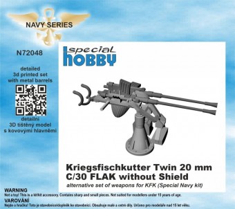 CMK 129-N72048 Kriegsfischkutter Twin 20 mm C/30 FLAK without Shield 1:72