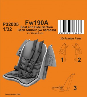 CMK 129-P32005 Fw190A Seat and Side Section Back Armour (w/ harness) for Revell 1:32