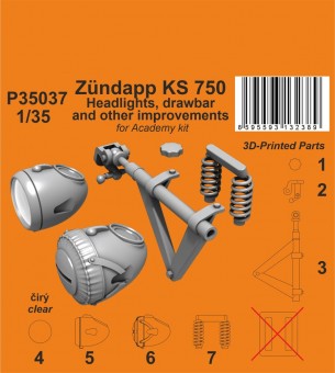 CMK 129-P35037 Zundapp KS 750 Headlights, drawbar and other improvements for Academy kit 1:35