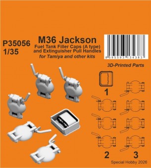 CMK 129-P35056 M36 Jackson Fuel Tank Filler Caps (A type) and Extinguisher Pull Handles for Tamiya 1:35