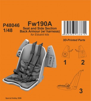 CMK 129-P48046 Fw190A Seat and Side Section Back Armour (w/ harness) for Eduard 1:48