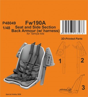 CMK 129-P48049 Fw190A Seat and Side Section Back Armour (w/ harness) for Tamiya 1:48