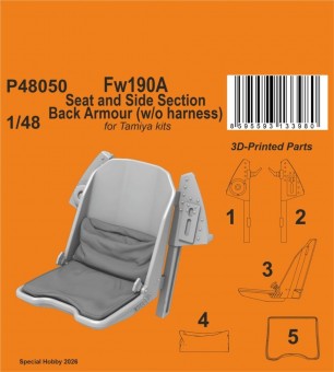CMK 129-P48050 Fw190A Seat and Side Section Back Armour (w/o harness) for Tamiya 1:48