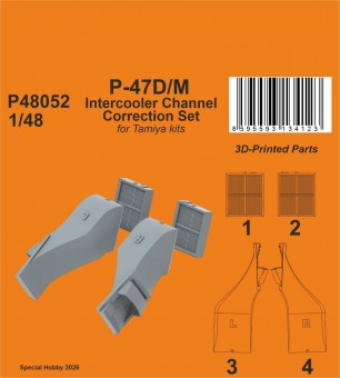 CMK 129-P48052 P-47D/M Intercooler Channel Correction Set for Tamiya 1:48