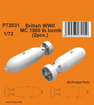 CMK 129-P72031 British WWII MC 1000lb bomb Mk.I (2pcs.) 1:72